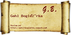 Gehl Boglárka névjegykártya